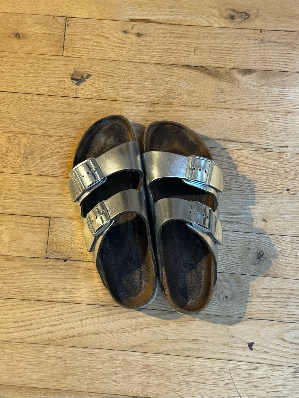 Silver Metallic Birkenstock Sandals